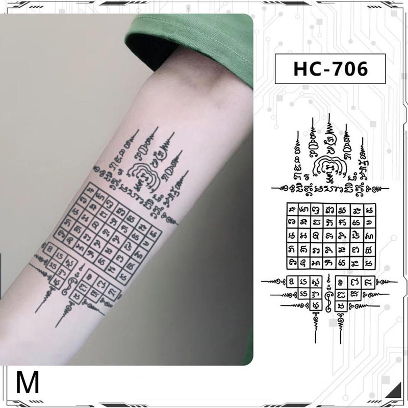 Thai Bible half-sleeve temporary tattoo sticker, herbal juice temporary tattoo sticker, waterproof, long-lasting, high-value men's tattoo sticker.